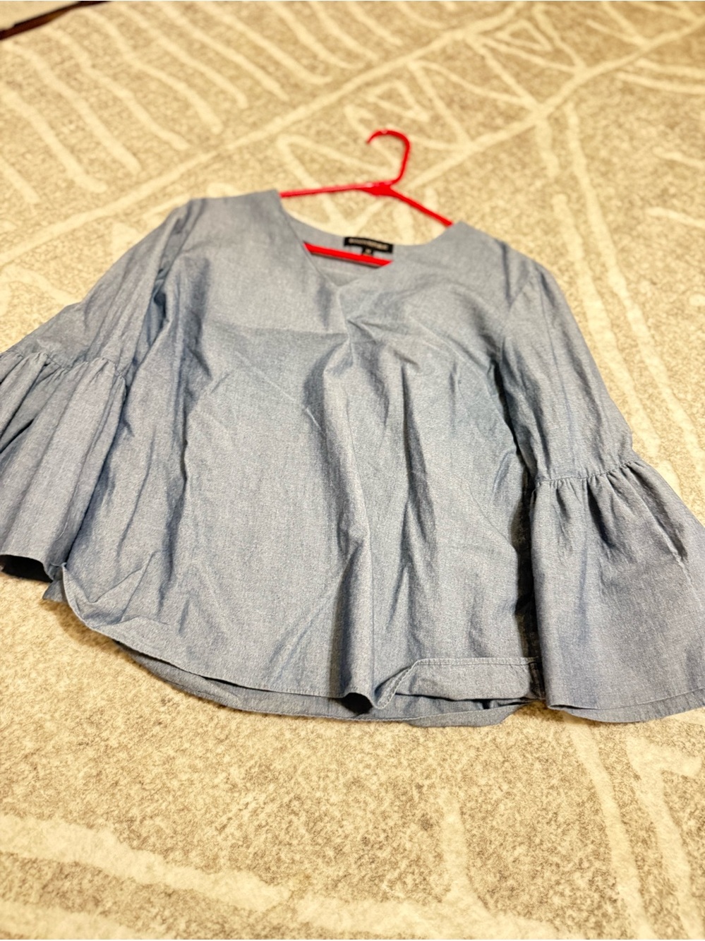Banana Republic Chambray Bell-Sleeve Blouse - Light Blue